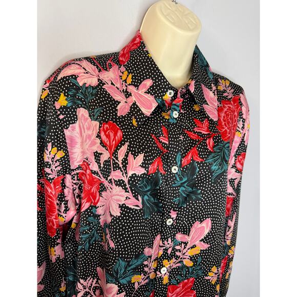 Tell Your Friends Long Sleeve Shirt Button Up Alicia Print Silk Women's XS New - Picture 3 of 16
